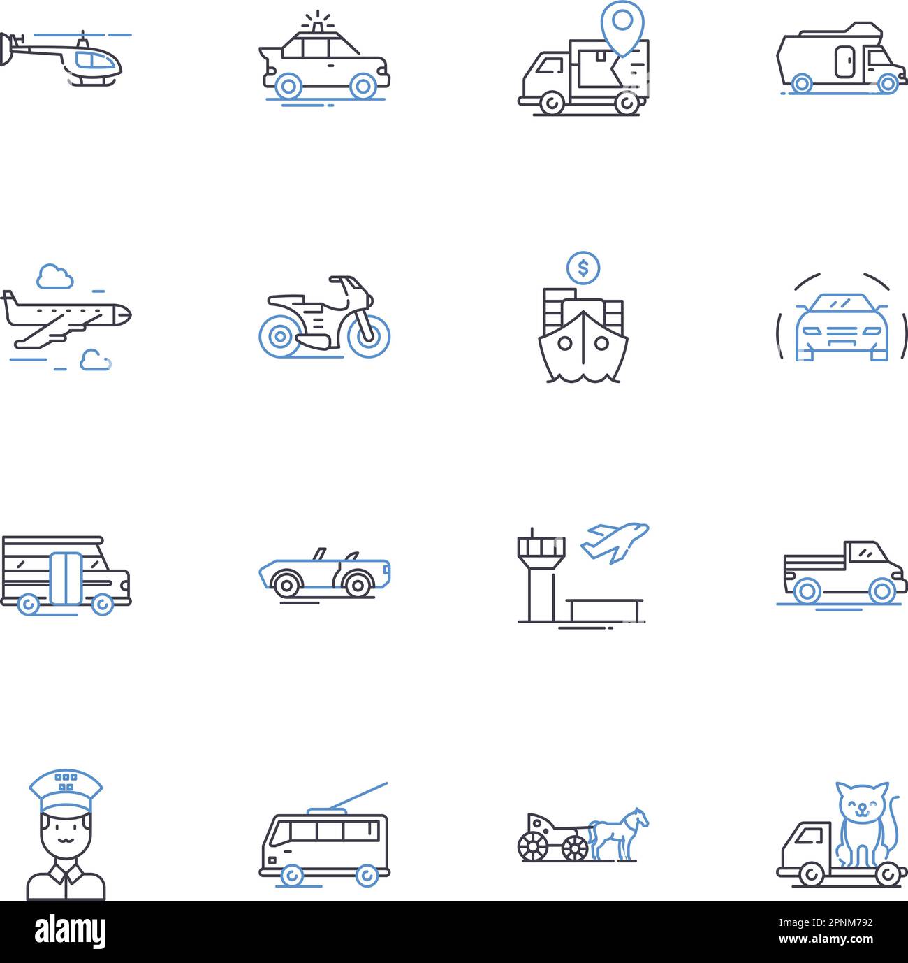 Symbolsammlung für Trekkinglinien. Abenteuer, Wandern, Natur, Wanderweg, Berge, Rucksack, Vektor der Wildnis und lineare Illustration. Exploration, Discovery Stock Vektor