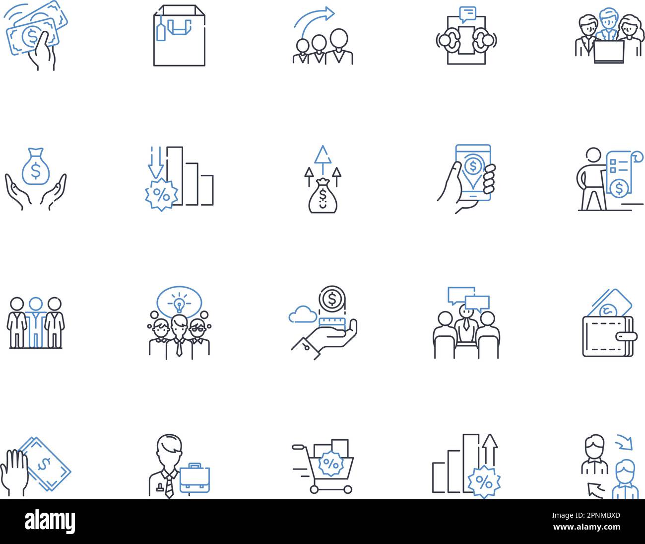 Collection mit Liniensymbolen für Ressourcenanalysen. Metriken, Bewertung, Bewertung, Optimierung, Überwachung, Daten, Analysevektor und lineare Darstellung Stock Vektor