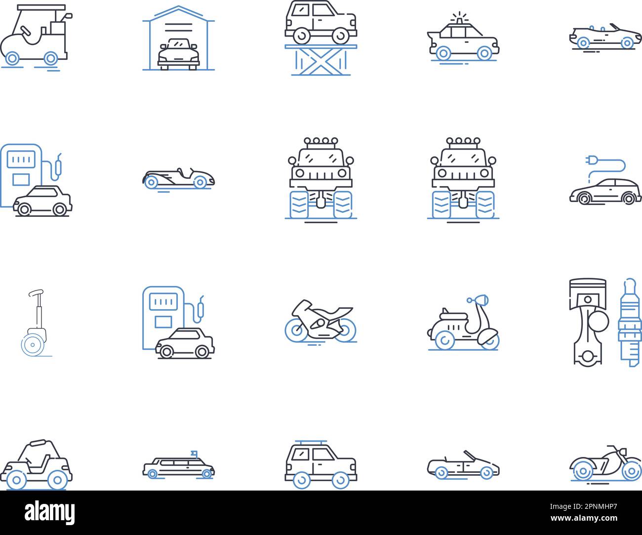 Transportation Solutions Line Icons Kollektion. Mobilität, Logistik, Pendelverkehr, Transit, Carpooling, Öffentliche Verkehrsmittel, Ride-Sharing-Vektor und Stock Vektor