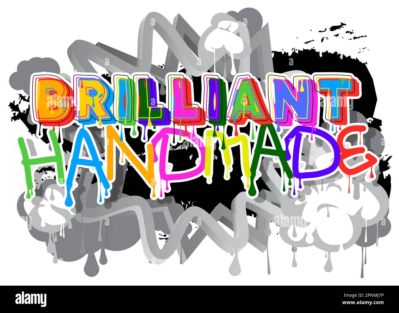 Brillante Handarbeit. Graffiti-Tag. Abstrakte moderne Straßenkunst-Dekoration im urbanen Malstil. Stock Vektor
