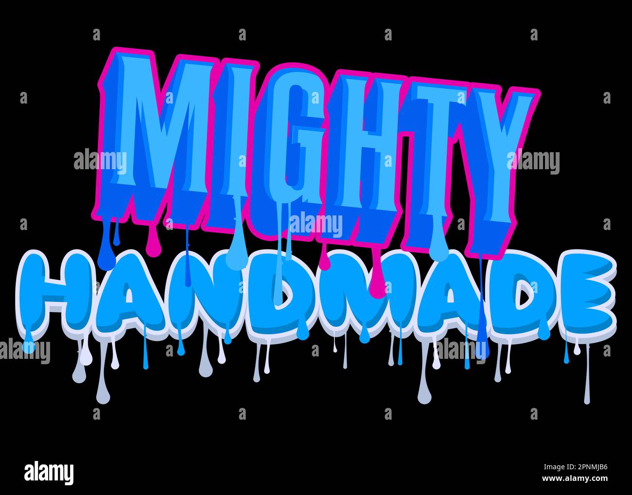 Mächtig Handgefertigt. Graffiti-Tag. Abstrakte moderne Straßenkunst-Dekoration im urbanen Malstil. Stock Vektor