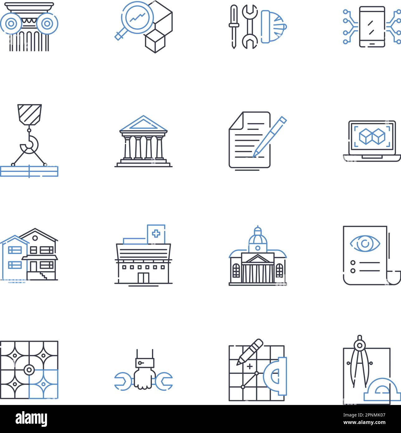 Sammlung neuartiger Anfluglinien-Symbole. Innovativ, Unkonventionell, Frisch, Einzigartig, Kreativ, Erfinderisch, neuartig und lineare Darstellung. Avant Stock Vektor