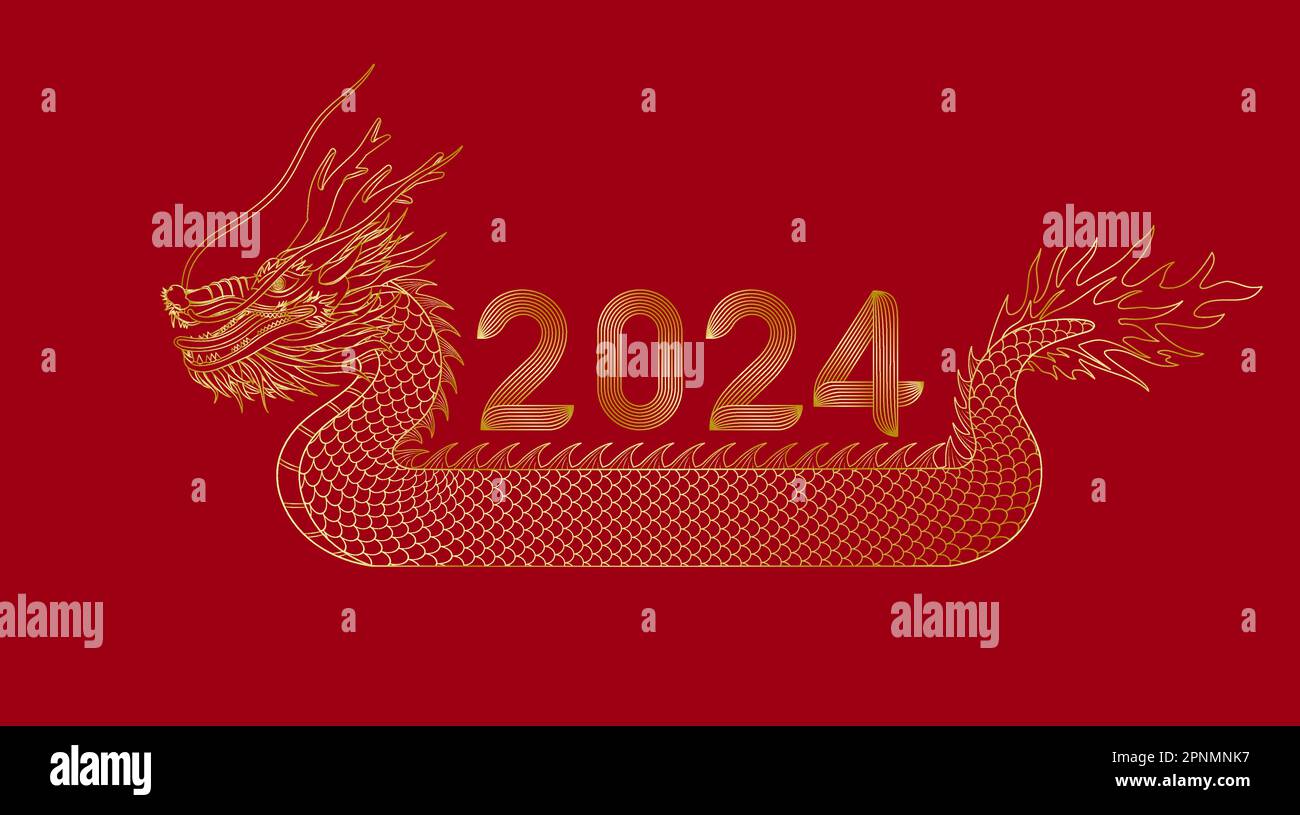 Vektordarstellung des Jahres des Drachen in China 2024 Stock Vektor