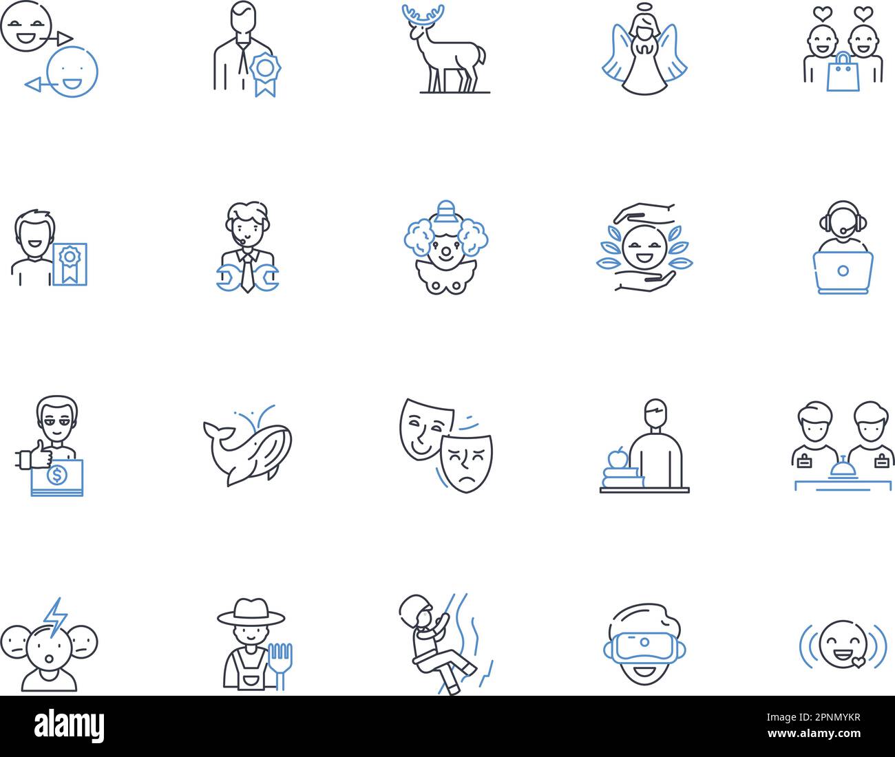 Collection mit Positionssymbolen für Personalmanagement. Produktivität, Zeitplan, Mitarbeiter, Optimierung, Effizienz, Planung, verschiebt Vektor und linear Stock Vektor