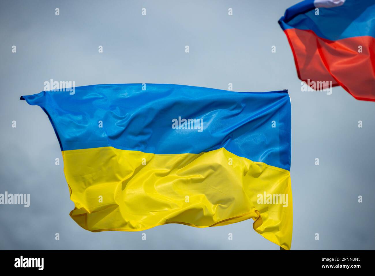 Flagge der Ukraine. Rette die ukraine Stockfoto