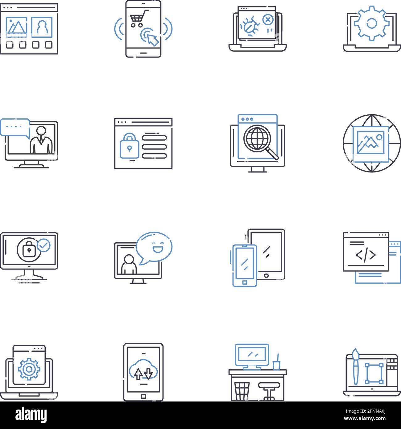 Sammlung der Rasterliniensymbole. Netz, Matrix, Gitter, Nerk, Gitter, Web, Schachbrettvektor und lineare Darstellung. Schottenmuster, Patchwork, Kreuzmuster Stock Vektor