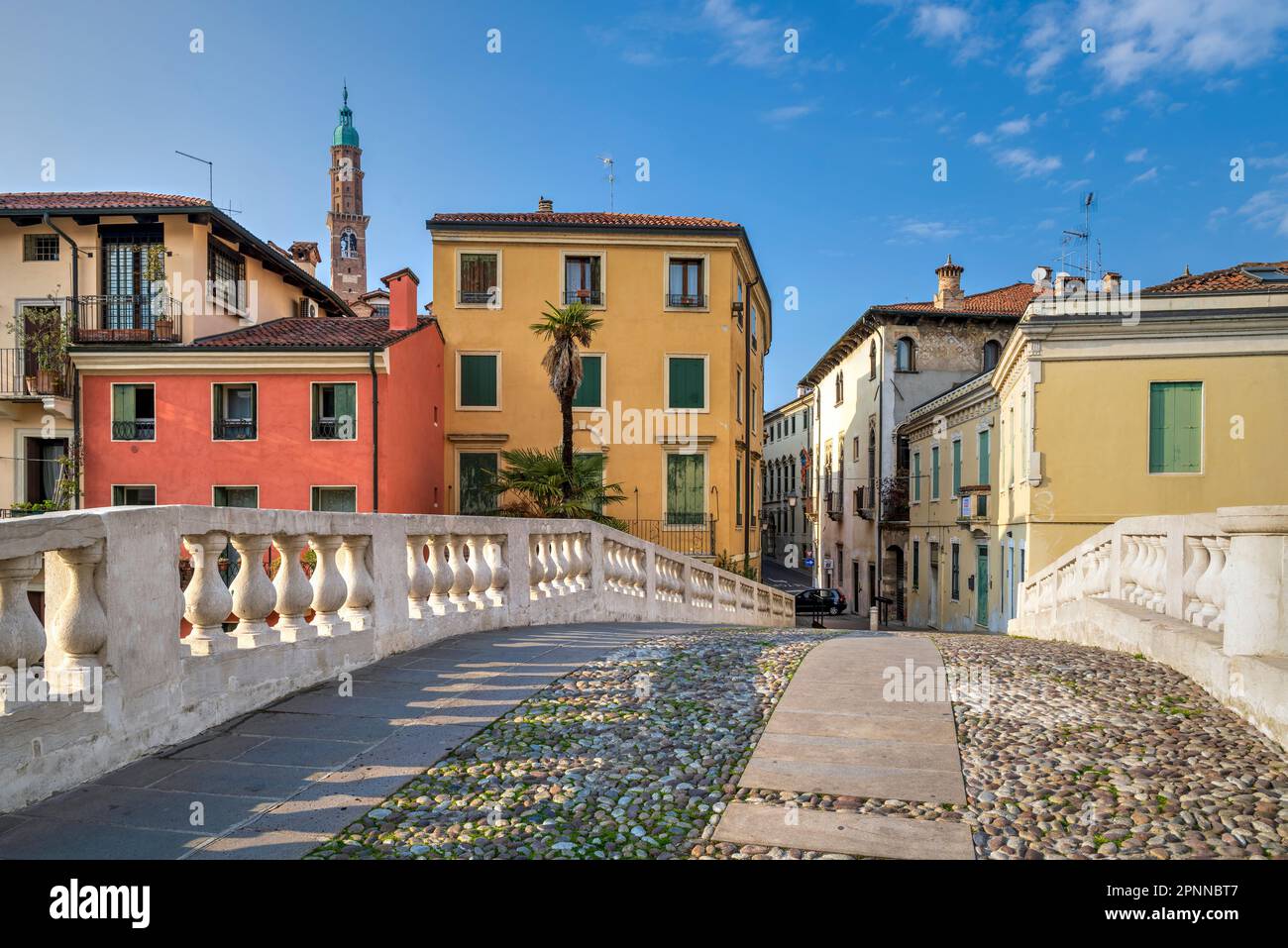 Malerischer Blick auf die Altstadt, Vicenza, Veneto, Italien Stockfoto