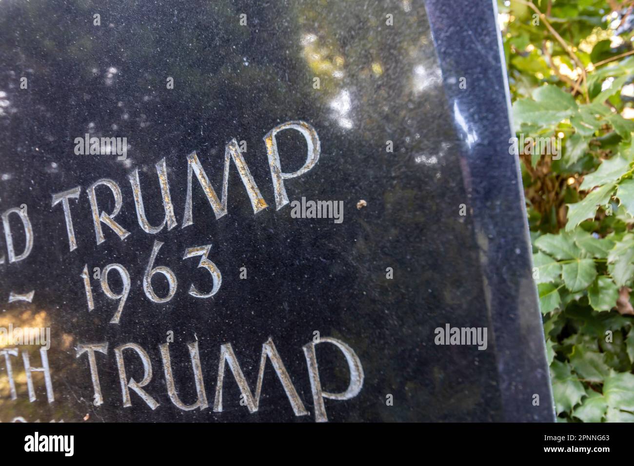 Friedhof mit Grabstein Trump, die Großeltern des 45. US-Präsidenten Donald Trump sind aus der Pfalz, die dem nationalen Ruhm verlieh Stockfoto