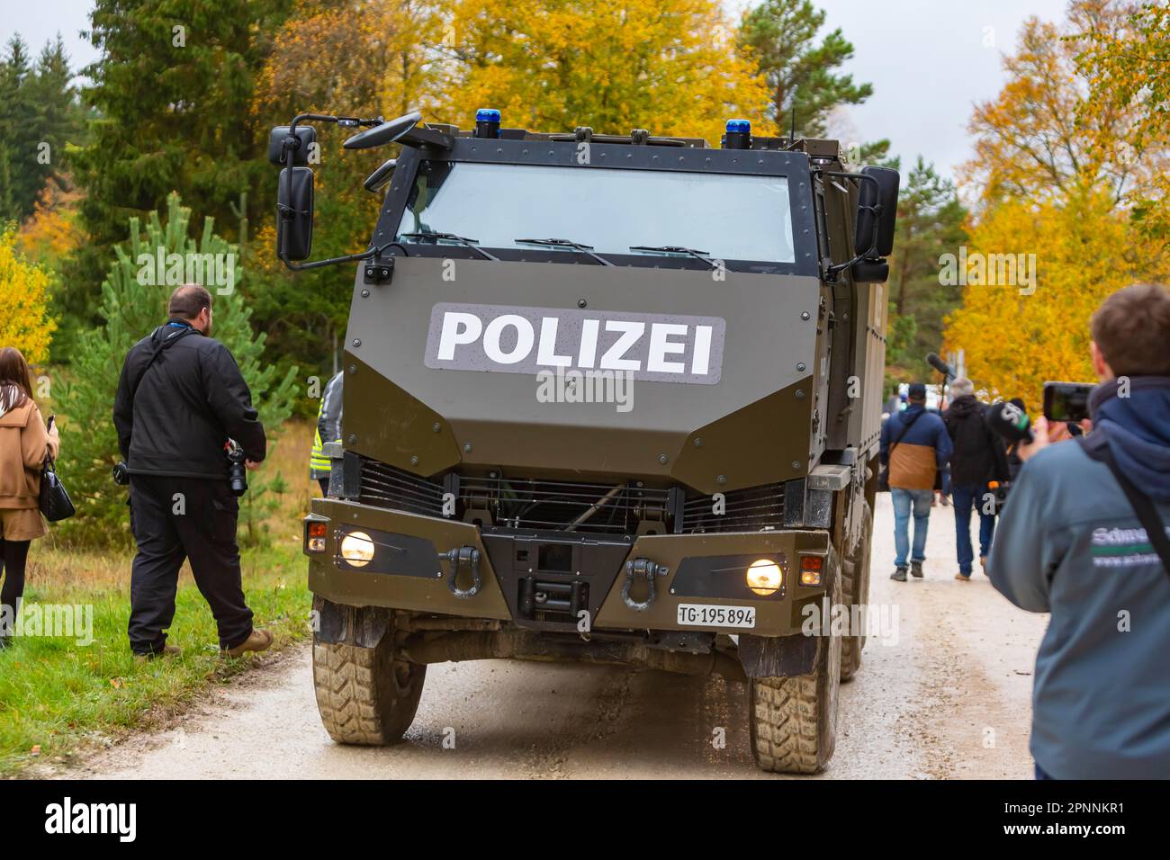 BWTEX-Übung, Polizei und Bundeswehr üben gemeinsam den Kampf gegen Terroristen. Auch Spezialeinheiten aus der Schweiz nehmen an den größten Teil Stockfoto