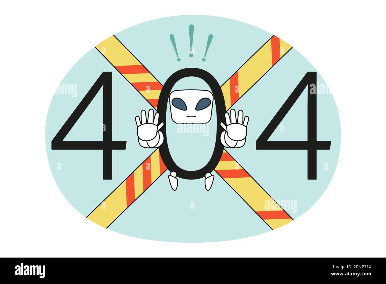 Fehler- und Notsignierung im Laptop-Konzept. 404 Zahlen und Not-Stopp-Schild mit Roboter leugnen mit Händen Bedeutung mit Problem-Fehler-Virus in Laptop-Computer-Vektor-Illustration Stock Vektor