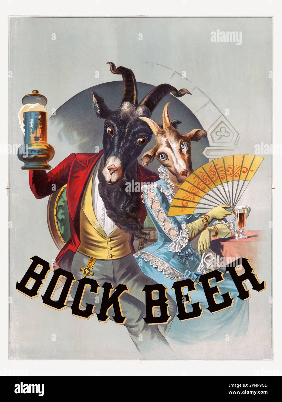 Bock-Bier. Künstler unbekannt. Poster wurde 1883 in den USA veröffentlicht. Stockfoto