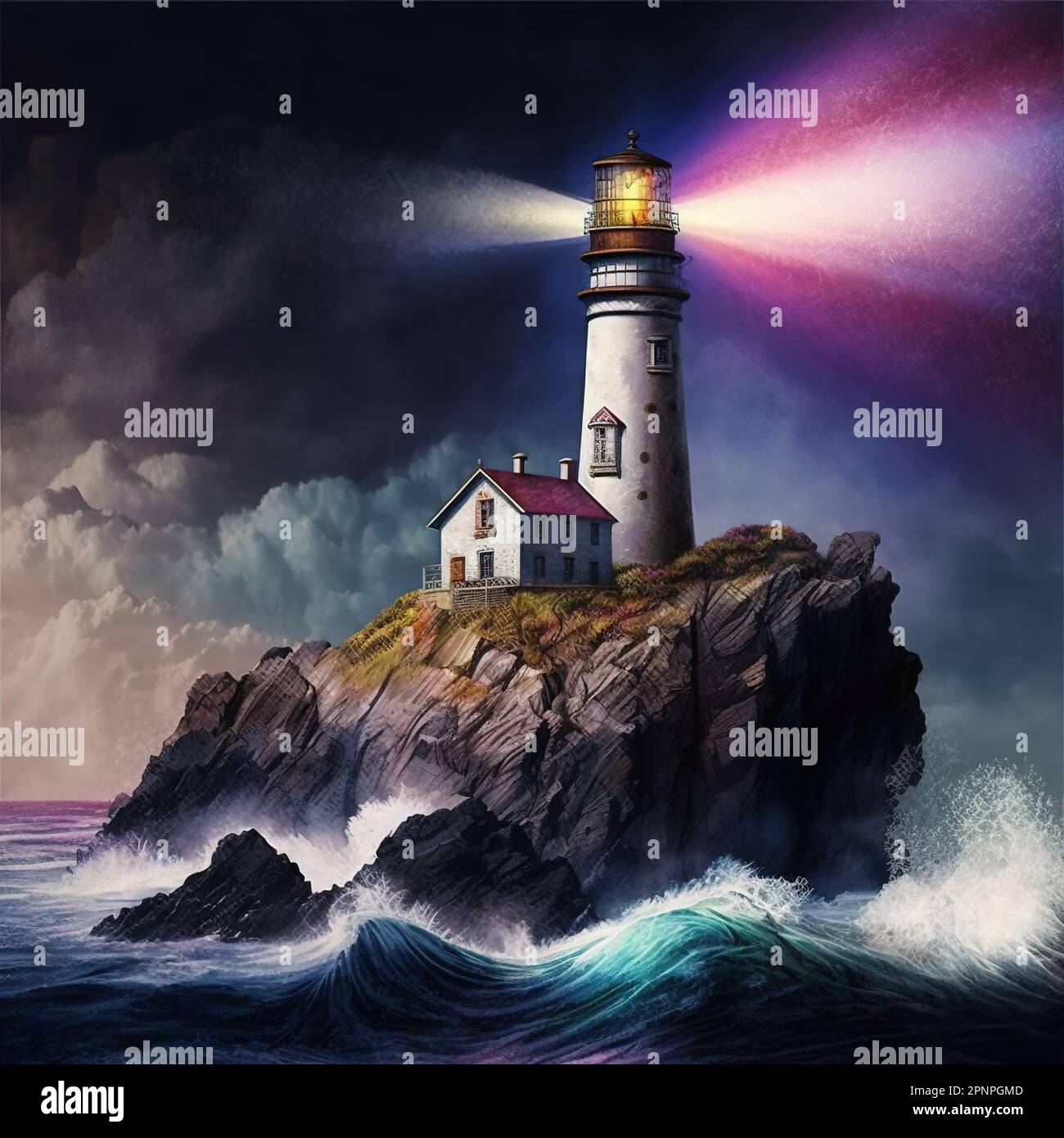 Coastal Watch Lighthouse – Kunstdruck Stockfoto