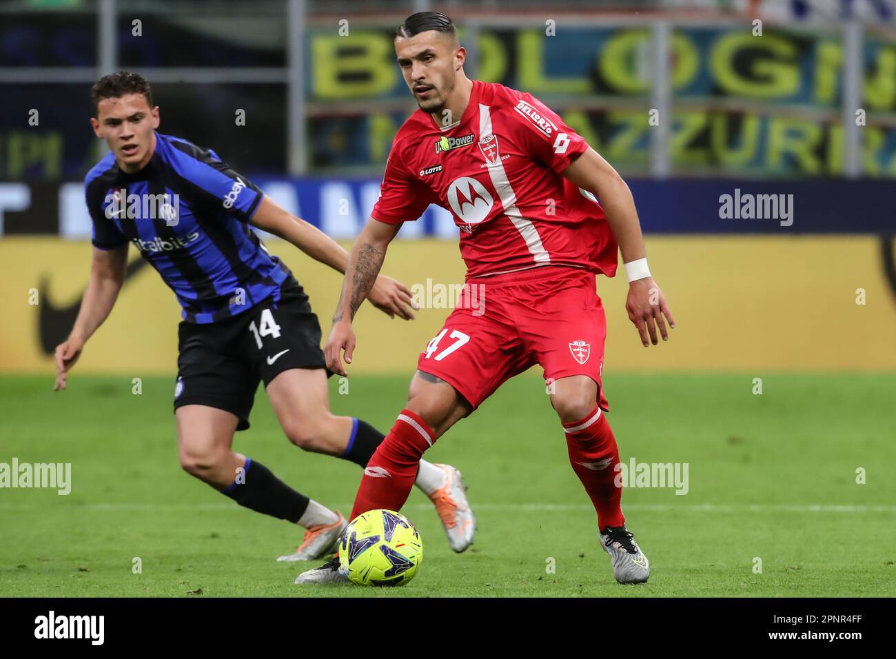 Mailand, Italien. 15. April 2023 Meazza-Stadion. Italienische Fußball-Meisterschaft der Serie A. Inter VS Monza 0-1. Dany Mota, Monza. Stockfoto