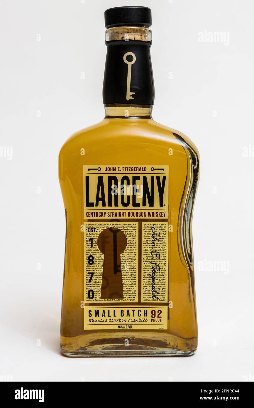 Diebstahl, kleine Charge, 92-prozentiger Bourbon-Whiskey Stockfoto
