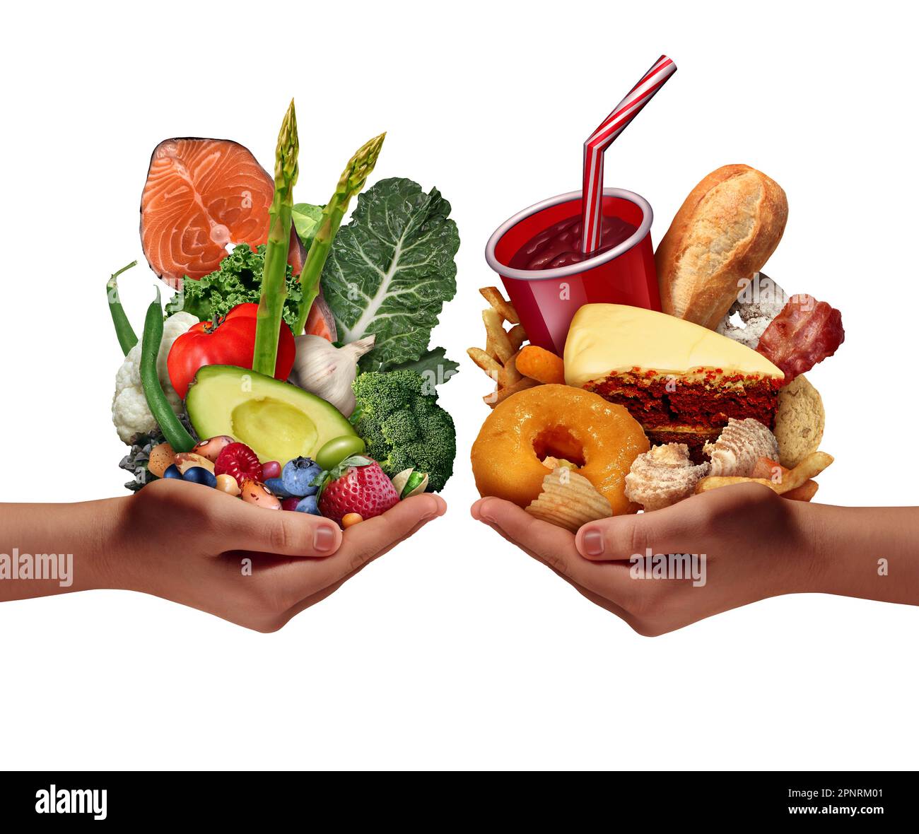 Diabetiker und Diabetiker-Nahrungsmittel-Auswahl als gesunde Ernährungswahl für Diabetiker wie Ballaststoffe, Obst und Gemüse mit niedrigem glykämischen Index und mageres Eiweiß Stockfoto