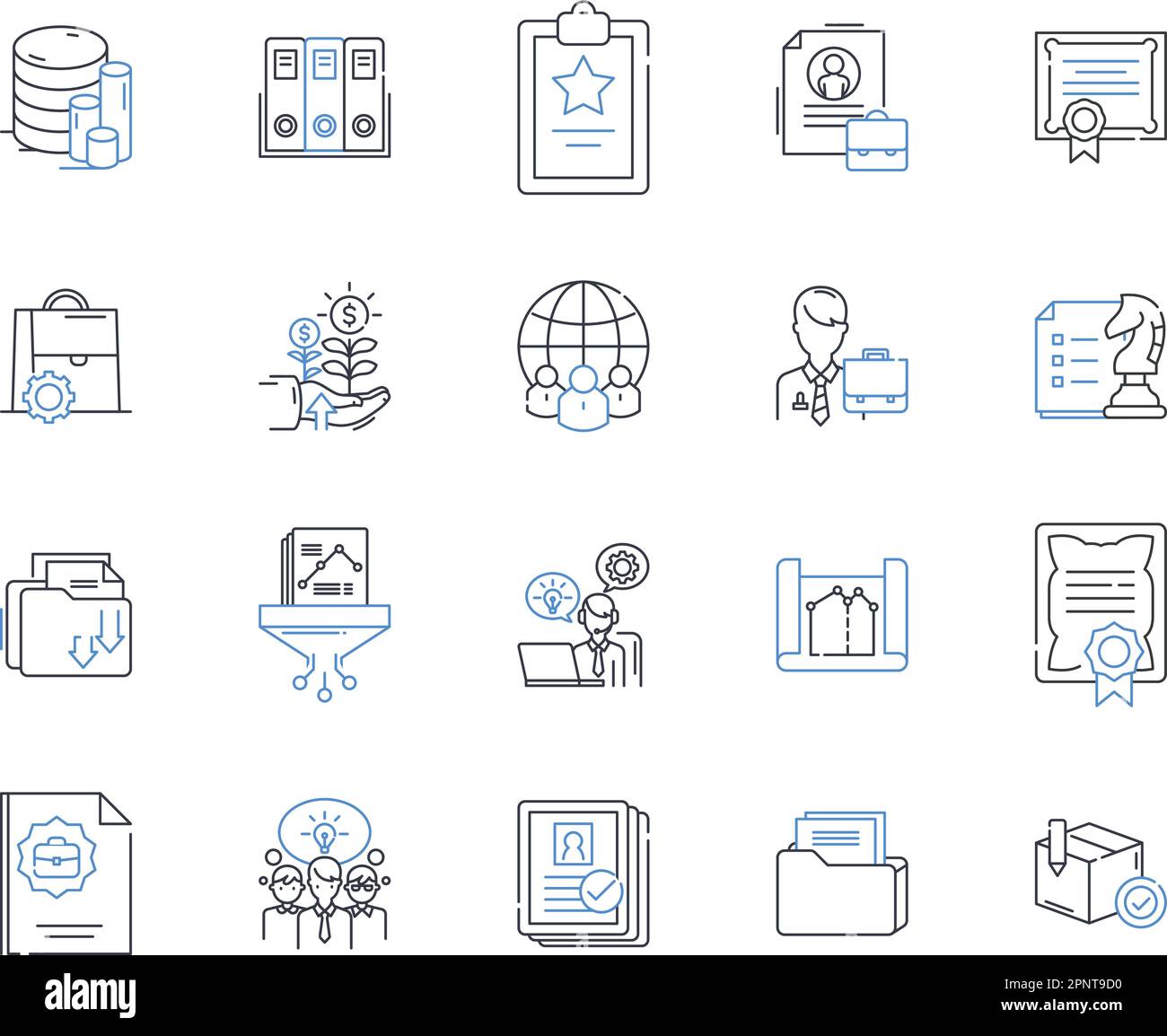Symbolsammlung für Materialflusslinien. Lieferung, Bewegung, Umlauf, Verteilung, Auszahlung, Verbreitung, Förderervektor und lineare Darstellung Stock Vektor