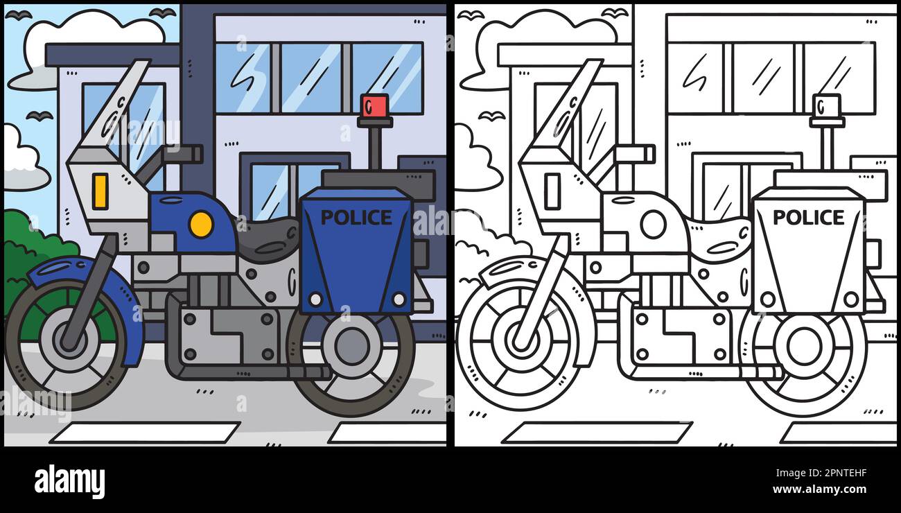 Abbildung Der Malseite Für Polizeimotorräder Stock Vektor