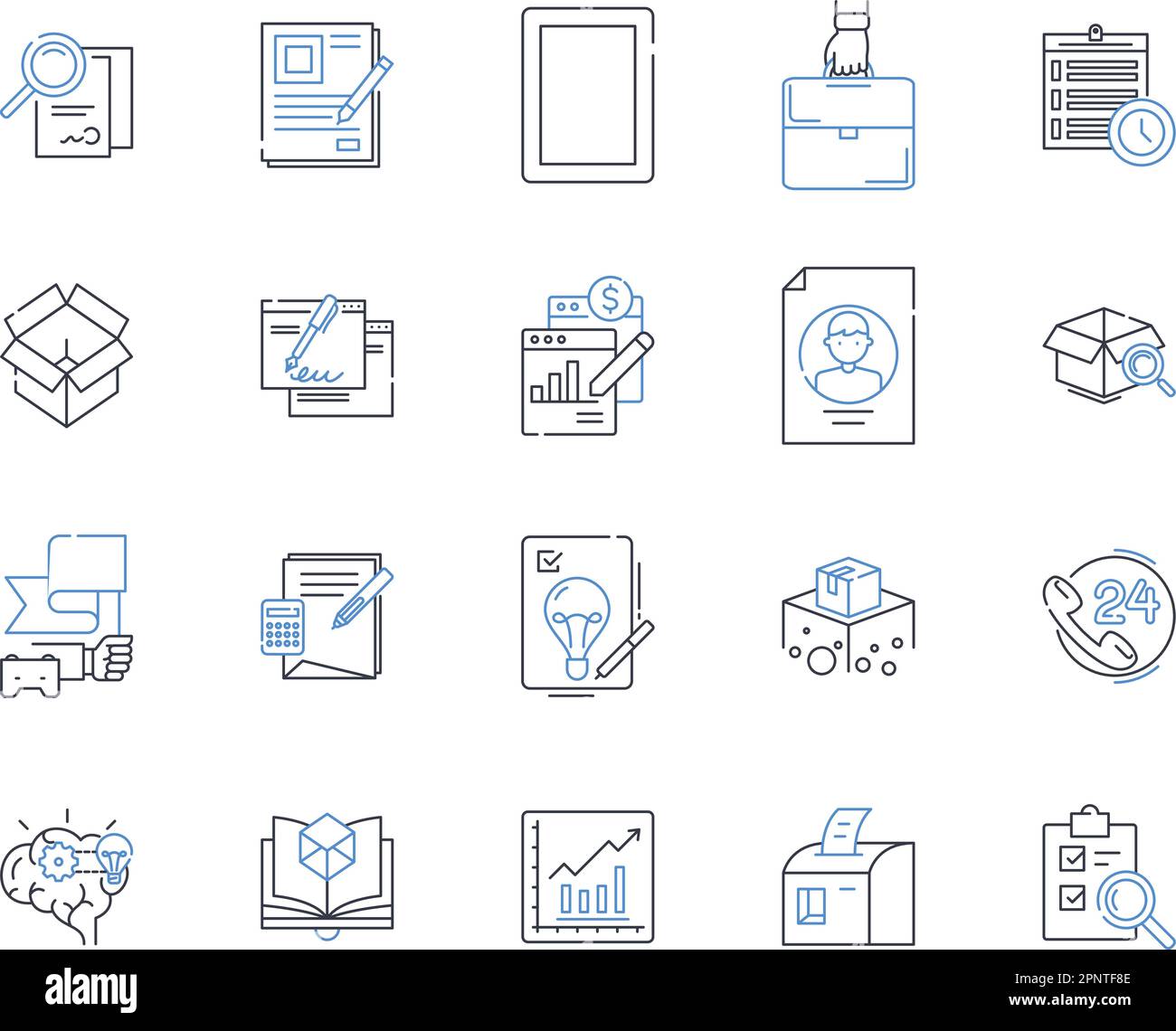 Symbolsammlung für operative Prozesslinien. Effizienz, Workflow, Optimierung, Produktivität, Optimierung, Automatisierung, Integrationsvektor und linear Stock Vektor