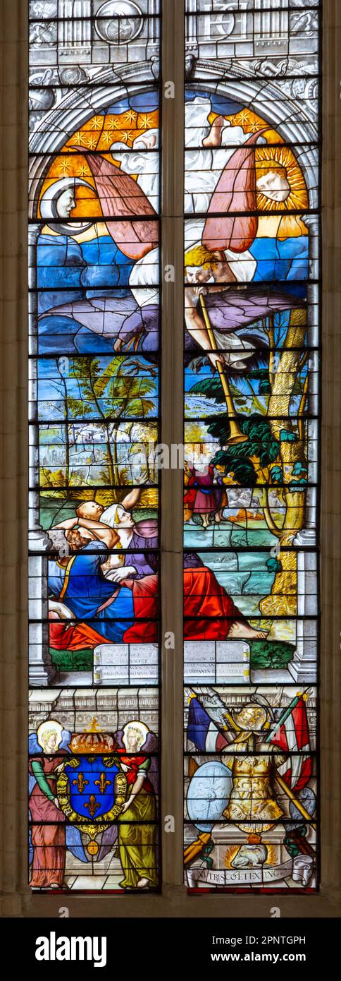 Buntglasfenster, Sainte-Chapelle de Vincennes, gotische königliche Kapelle, Paris, Frankreich Stockfoto