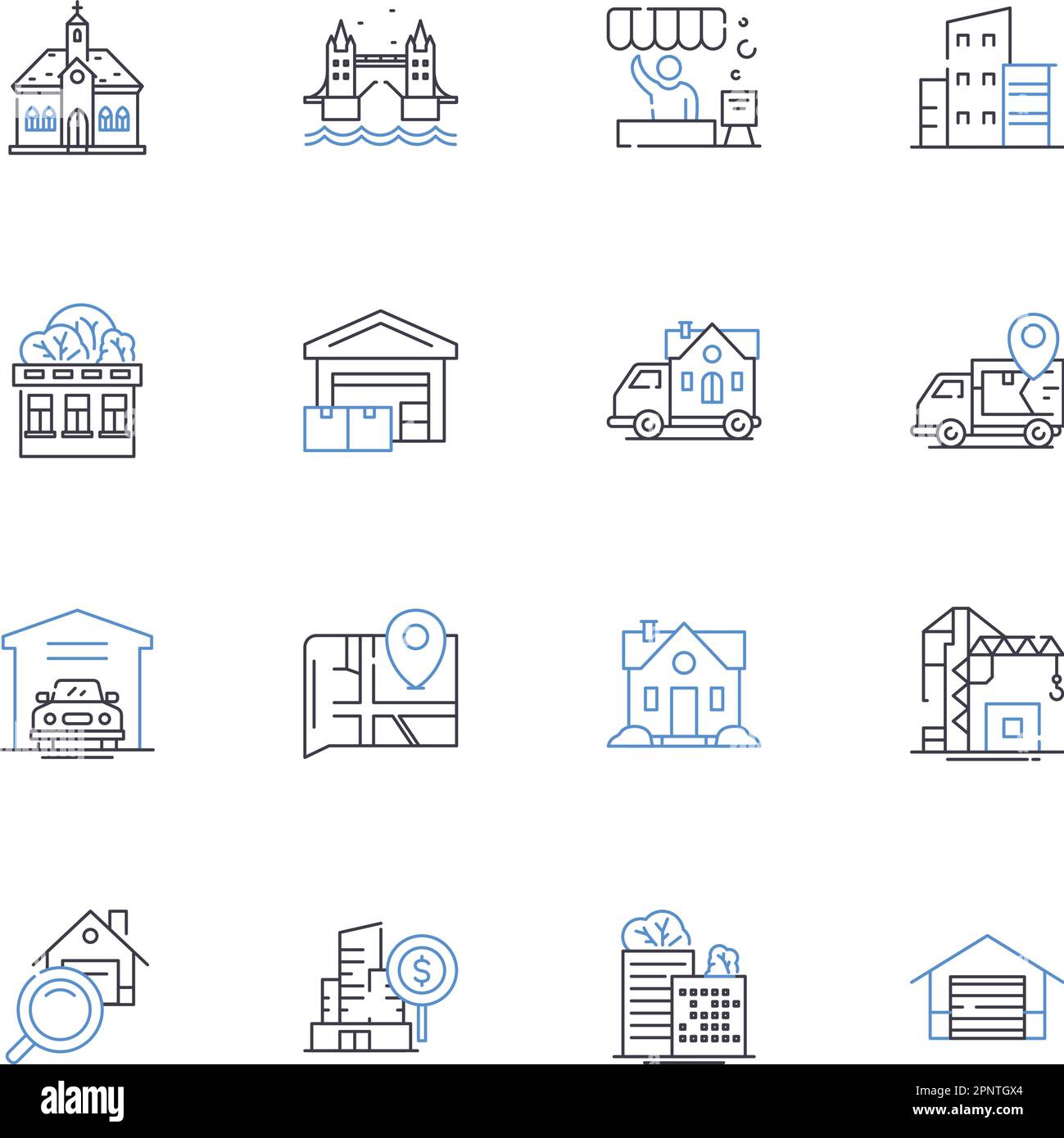 Symbolsammlung für Positionen der Eigenschaftsbewertung. Bewertung, Bewertung, Beurteilung, Bewertung, Preisfindung, Inspektion, Schätzungsvektor und lineare Darstellung Stock Vektor