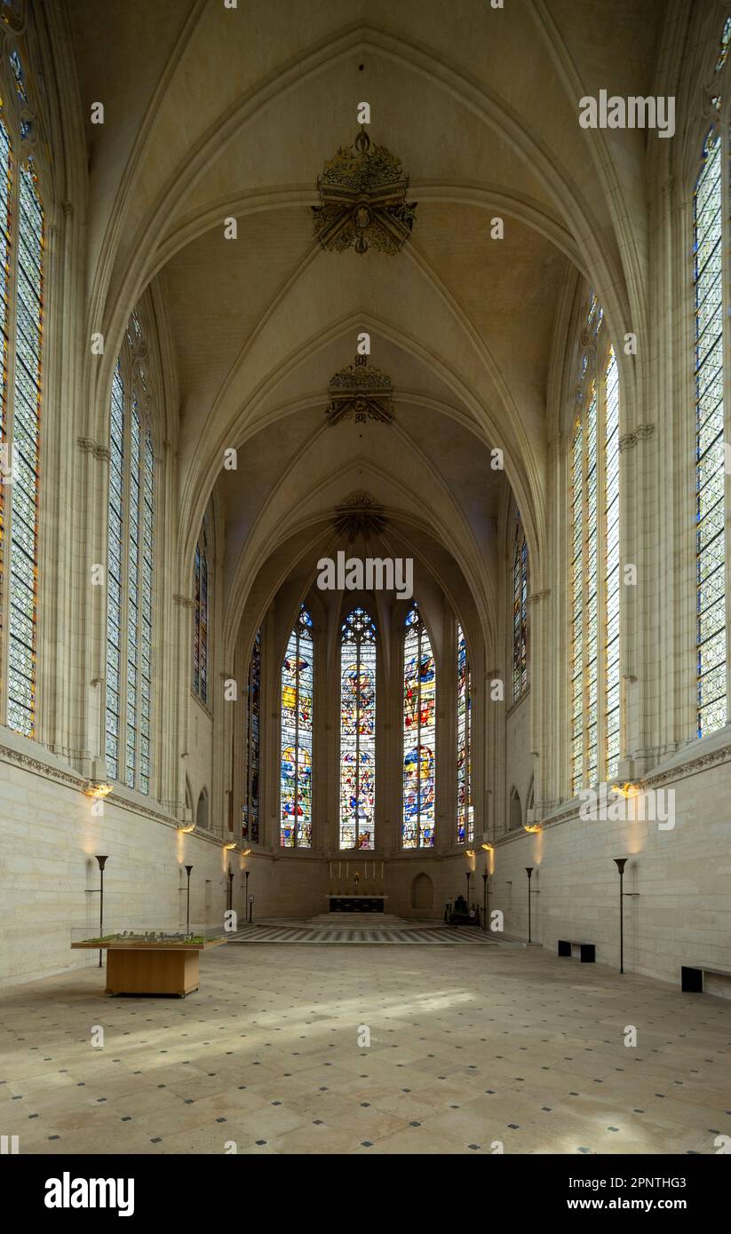 Blick auf die Apse, Sainte-Chapelle de Vincennes, die gotische königliche Kapelle, Paris, Frankreich Stockfoto