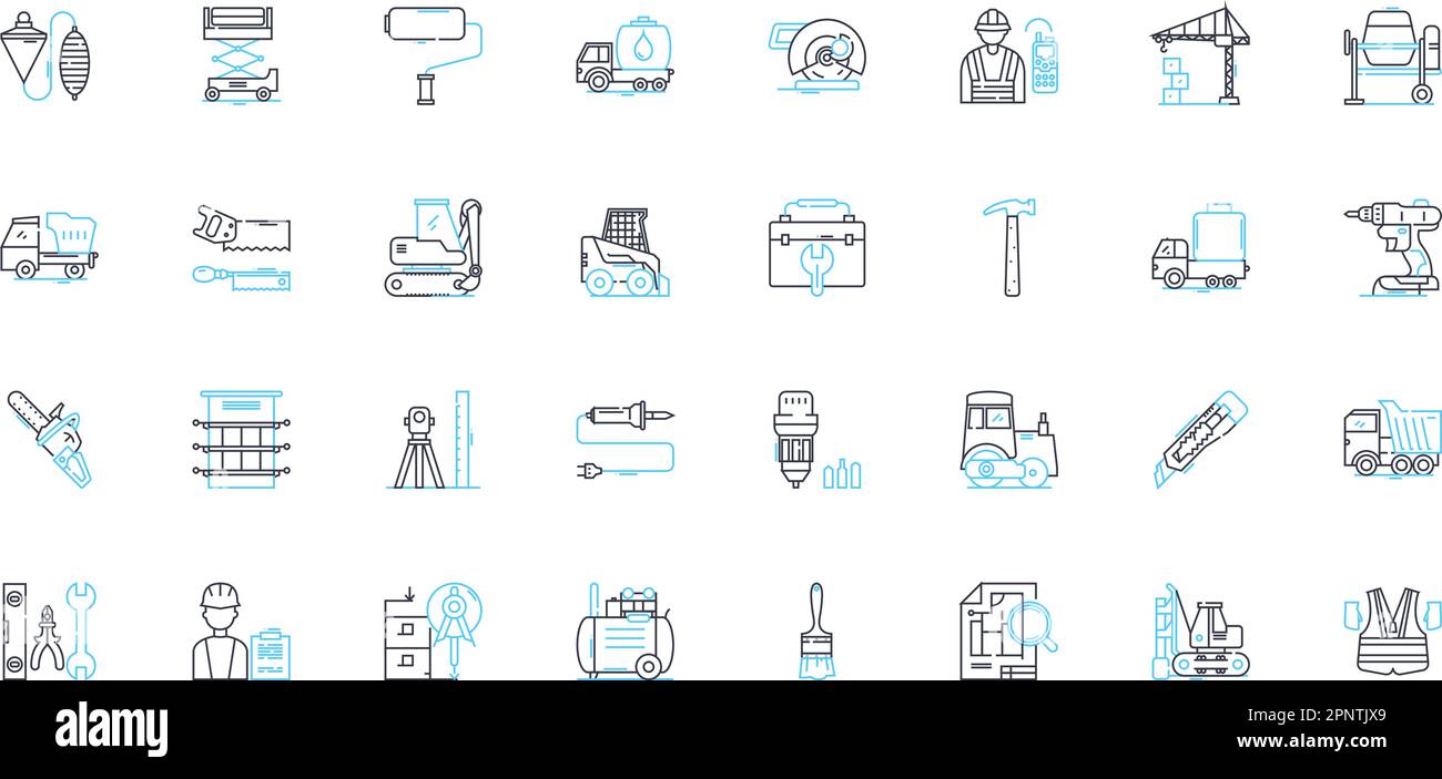 Stabile lineare Struktursymbole. Langlebig, Robust, Widerstandsfähig, Robust, Zuverlässig, Stabile, robuste Linienvektor- und Konzeptzeichen. Langlebig Stock Vektor