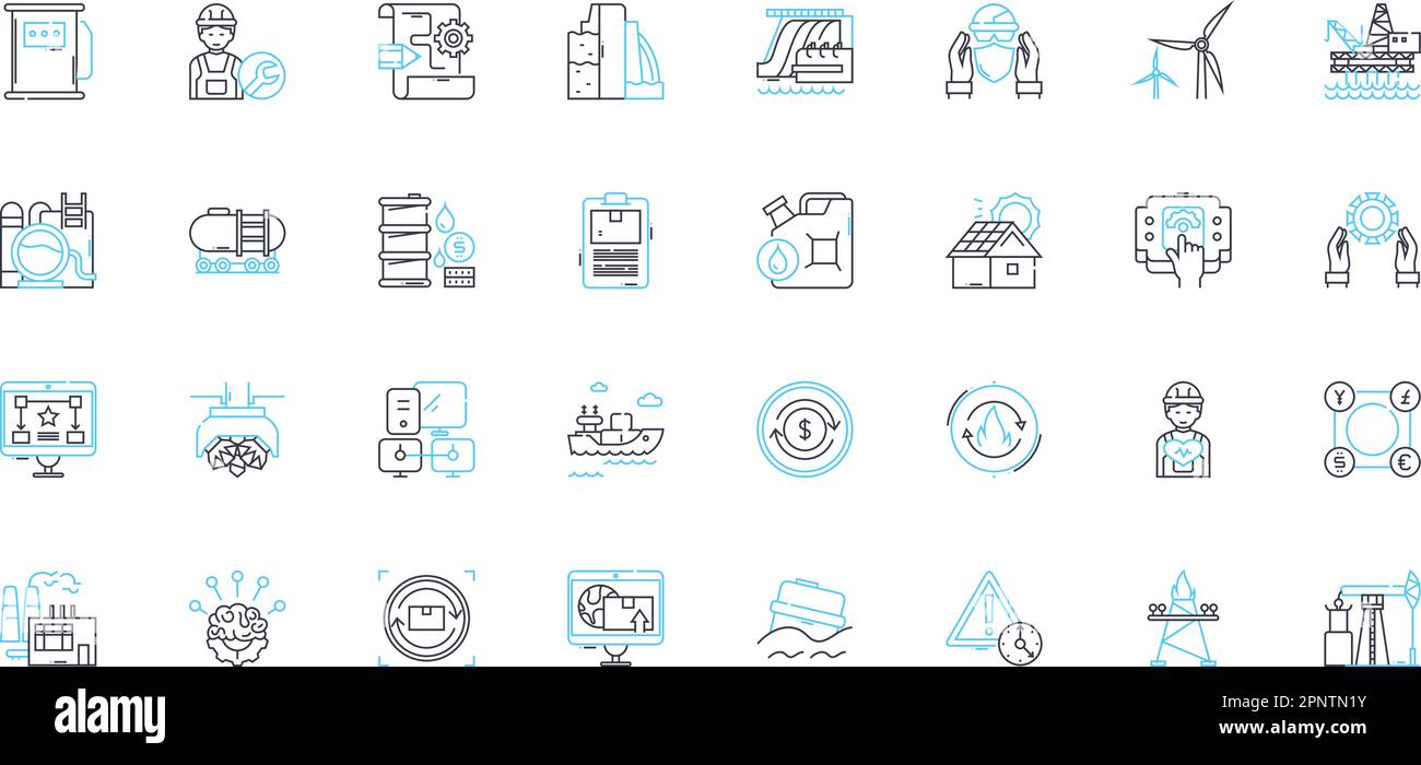 Linearer Symbolsatz des Produktionshauses. Film, Studio, Video, Kinematographie, Bearbeiten, Richtung, Skriptlinienvektor und Konzeptzeichen. Team, Produktion, Post Stock Vektor