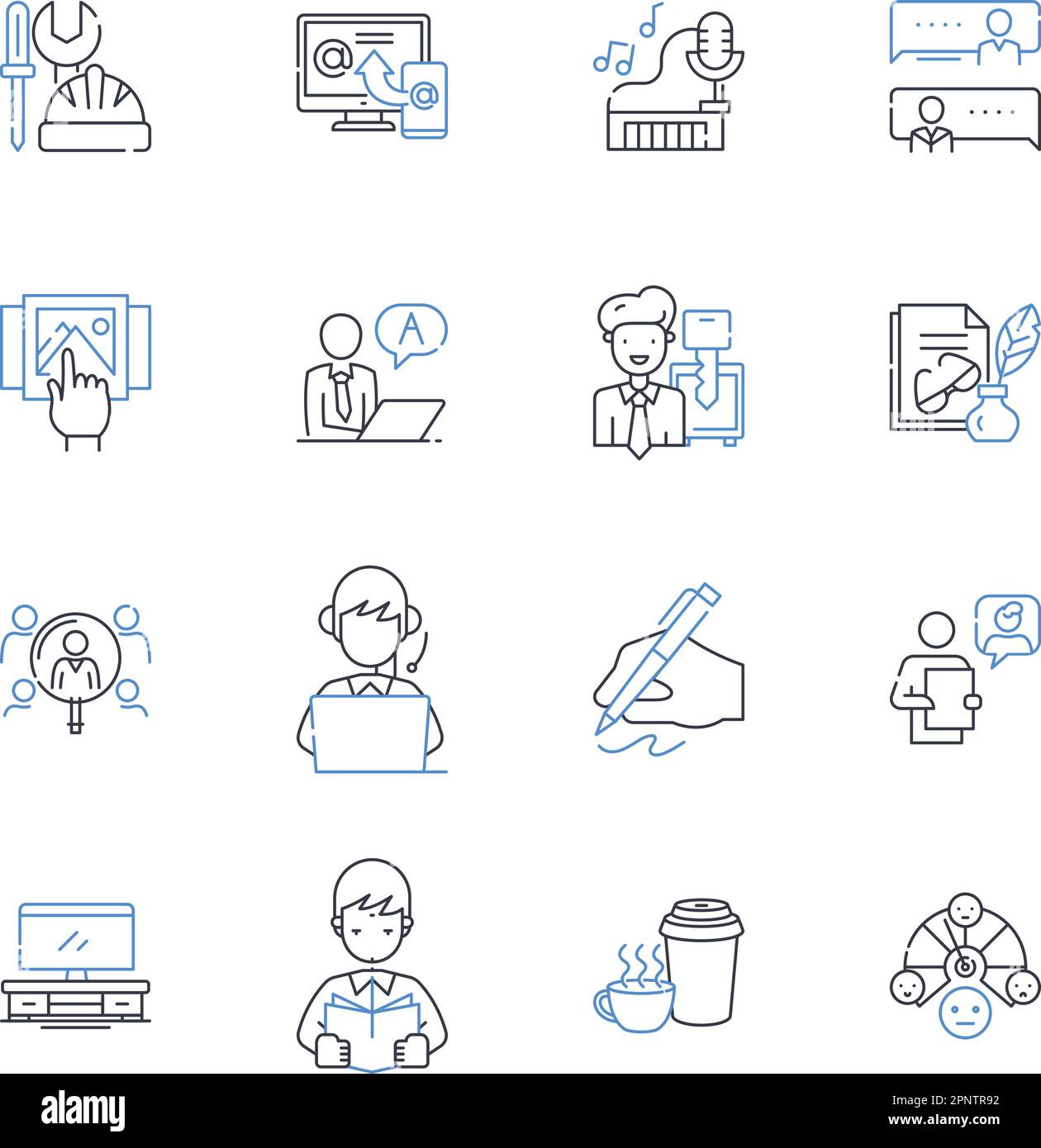 Symbolsammlung für App-Entwickler. Codierung, Entwicklung, Design, Programmierung, Mobil, Technologie, Software-Vektor und lineare Darstellung. Android Stock Vektor