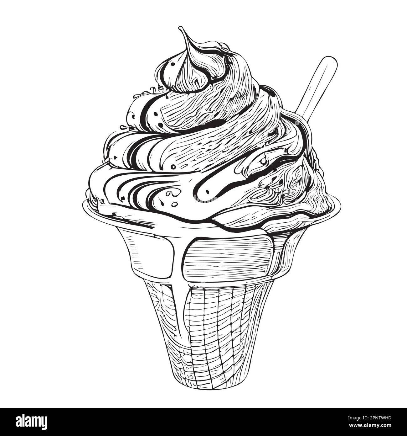 Handgezeichnete Eisskizze in Doodle-Style-Illustration Stock Vektor