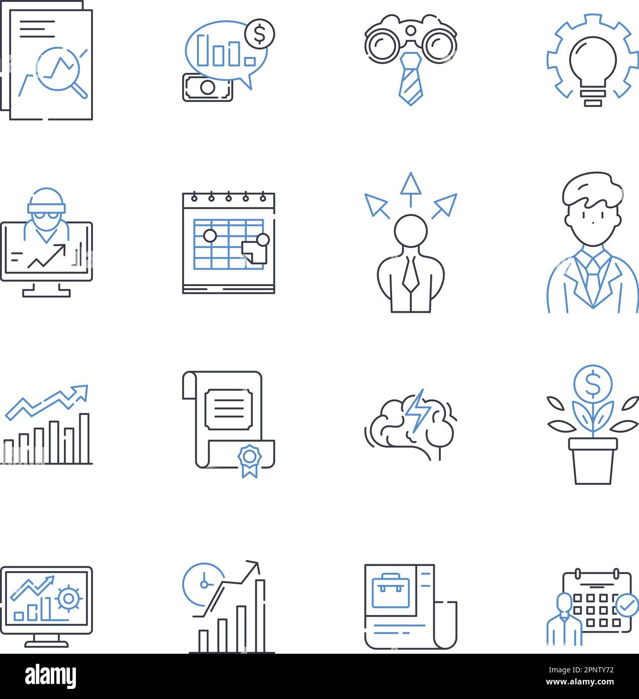 Symbolsammlung für Stakeholder-Ressourcen. Zusammenarbeit, Engagement, Kommunikation, Beziehung, Befürwortung, Partnerschaft, Interaktionsvektor und Stock Vektor