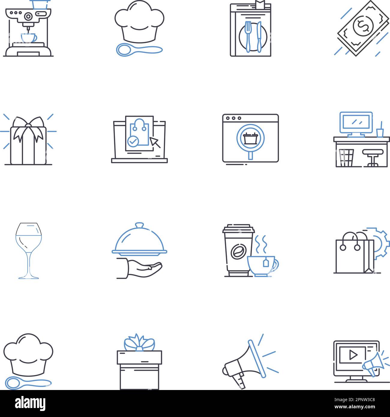 Ich gehe zur Essenskollektion. Restaurant, Reservierung, Küche, Ambiente, Menü, Foodie, Datumsvektor und lineare Darstellung. Tischdecke Stock Vektor