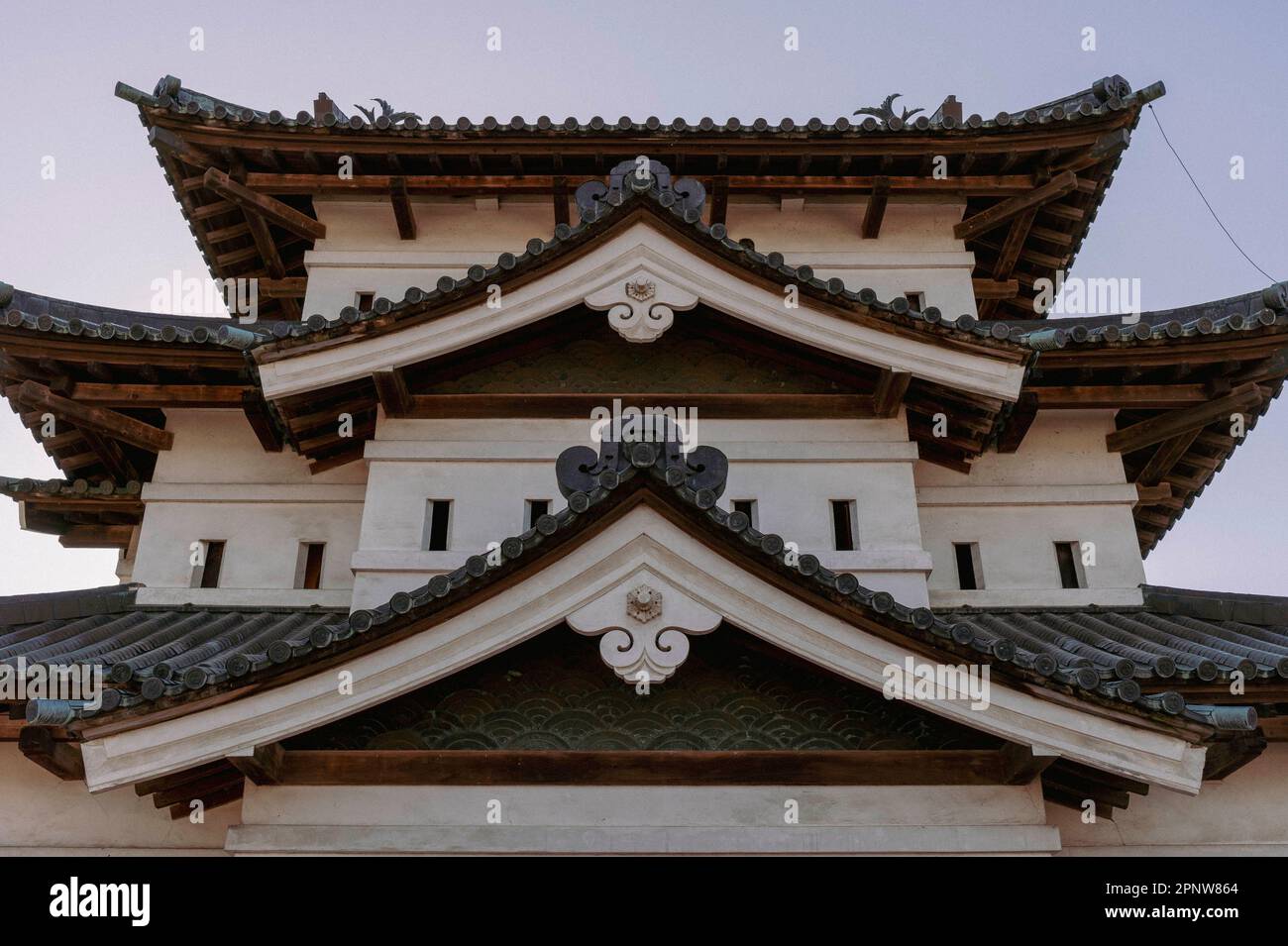 Die wunderschöne Landschaft von Hiroksaki Castle im Frühling Stockfoto