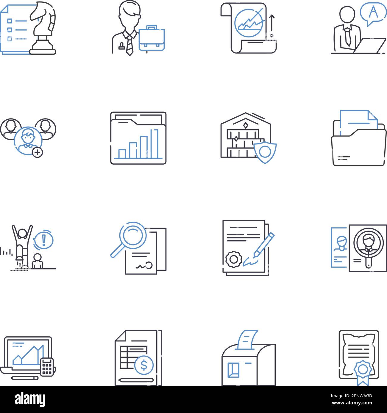 Symbolsammlung für Standardbetriebsverfahren. Protokolle, Richtlinien, Anweisungen, Framework, Systeme, Verfahren, Leitlinienvektor und linear Stock Vektor