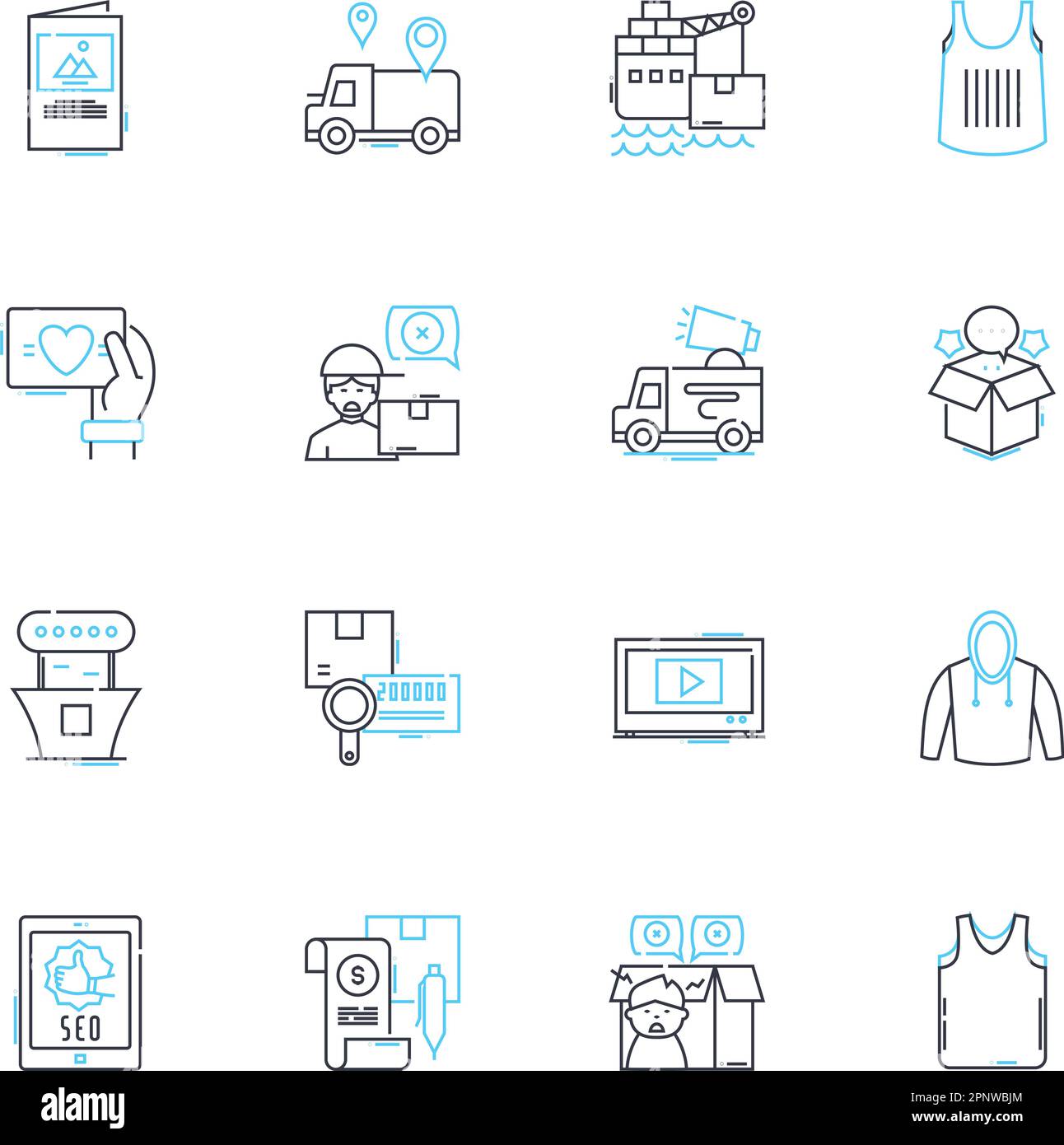Lineare Symbole in Oracle Inventory Control festgelegt. Bestand, Logistik, Verbrauchsmaterial, Nachverfolgung, Zählung, Management, Vektor- und Konzeptschilder der Lagerleitung. Verteilung Stock Vektor