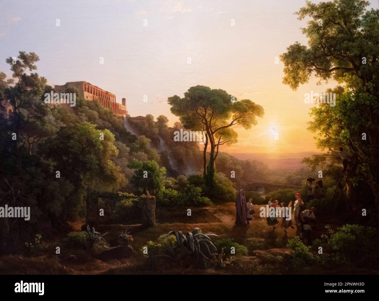 Karoly Marko der Ältere: „Landschaft in der Nähe von Tivoli, Weißwein – Erntemaschinen“ (1853) Stockfoto