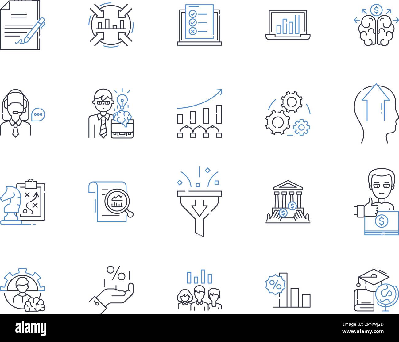 Liniensymbole für Umsatzströme. Werbung, Abonnement, Spenden, Empfehlung, Vermietung, Provision, Vektor und lineare Darstellung Stock Vektor