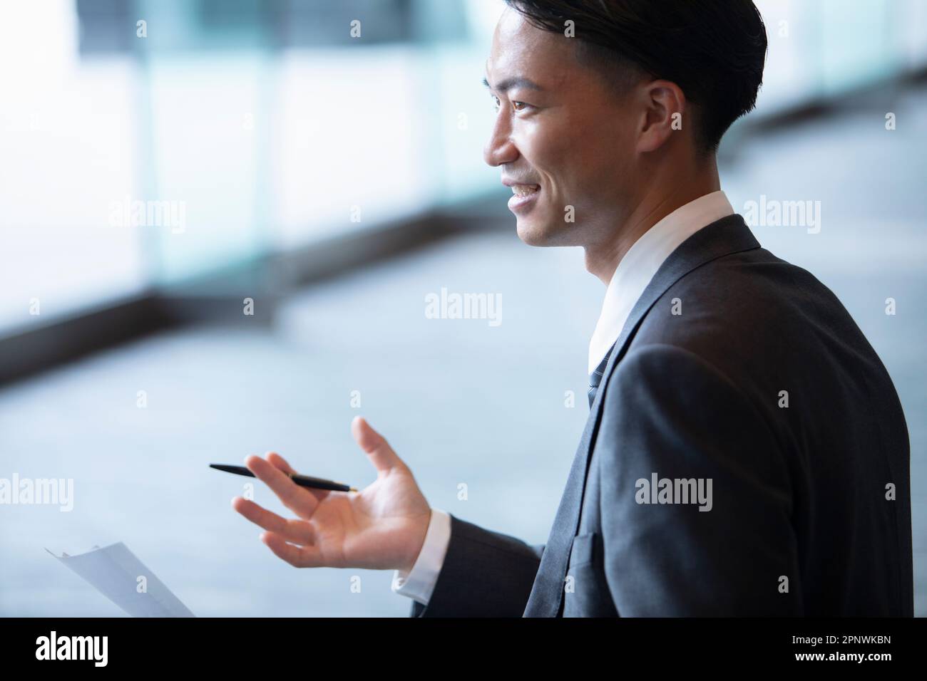 Geschäftsmann mit einem Treffen Stockfoto