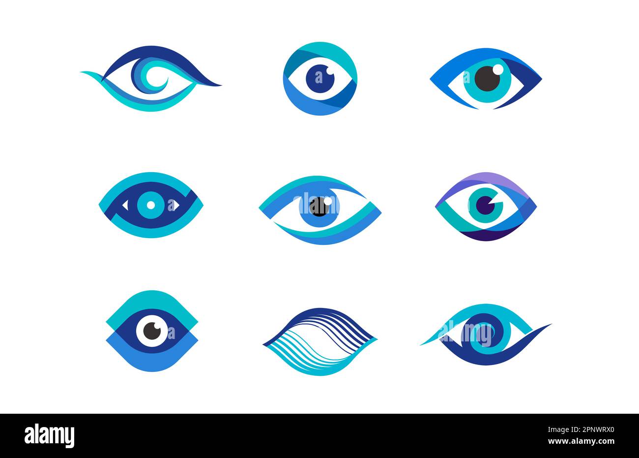 Eye Logo Kollektion. Optik, Sehvermögen, Augengesundheitskonzept Stock Vektor