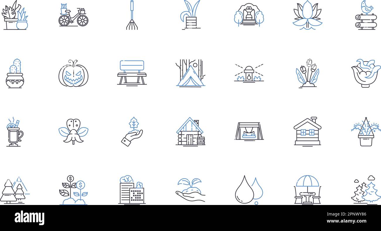 Botanical Garden Line Icons Kollektion. Flora, Fauna, Biodiversität, Botanik, Erhaltung, Gartenbau, aromatischer Vektor und lineare Darstellung Stock Vektor