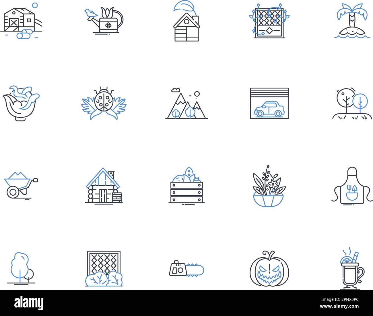 Backyard Line Icons Kollektion. Rasen, Terrasse, Garten, Pool, Schaukel, Shed, Deck-Vektor und lineare Darstellung. Barbecue, Hängematte, Grillschilder Stock Vektor