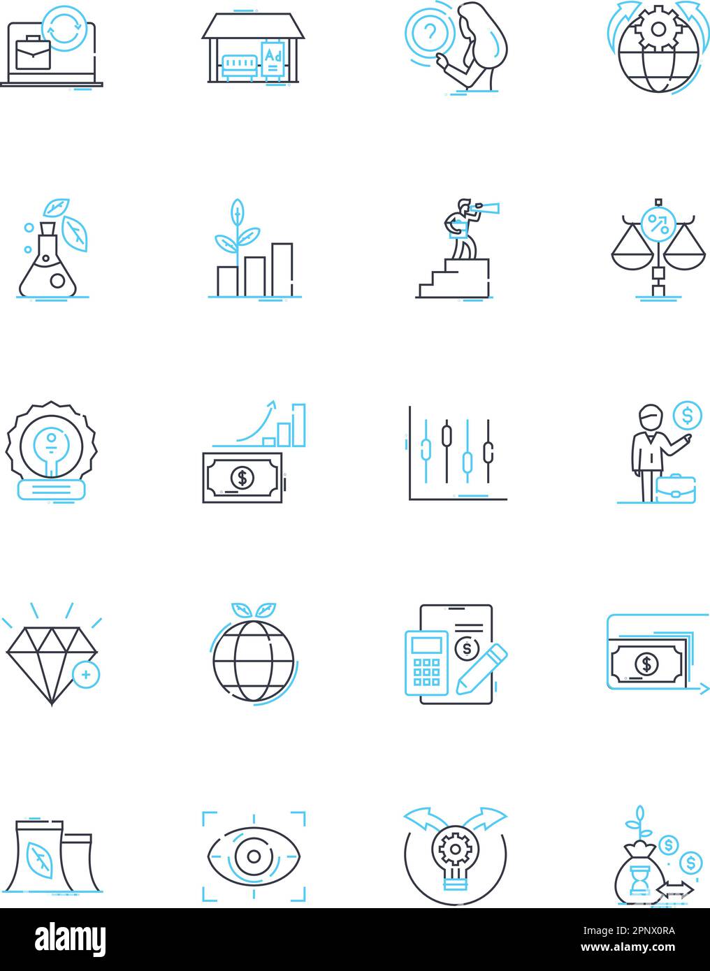 Elektronisch, meine linearen Symbole eingestellt. Fortschrittlich, Innovativ, Futuristisch, Interaktiv, Zuverlässig, Optimierte, innovative Linienvektor- und Konzeptschilder. Hallo Stock Vektor