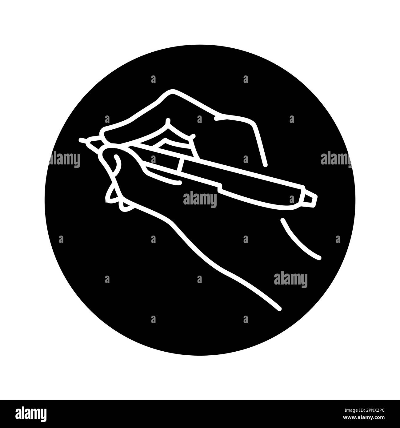 Hände halten das Symbol für die Farbleitung des Stiftes. Piktogramm für Webseite, mobile App, Promo. Stock Vektor