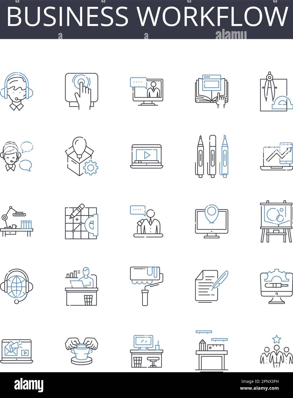 Symbolsammlung für Business-Workflow-Linien. Vermögen, Finanzen, Finanzierung, Kapital, Investitionen, Mein, Cash-Vektor und lineare Illustration. Ersparnisse, Reserven Stock Vektor