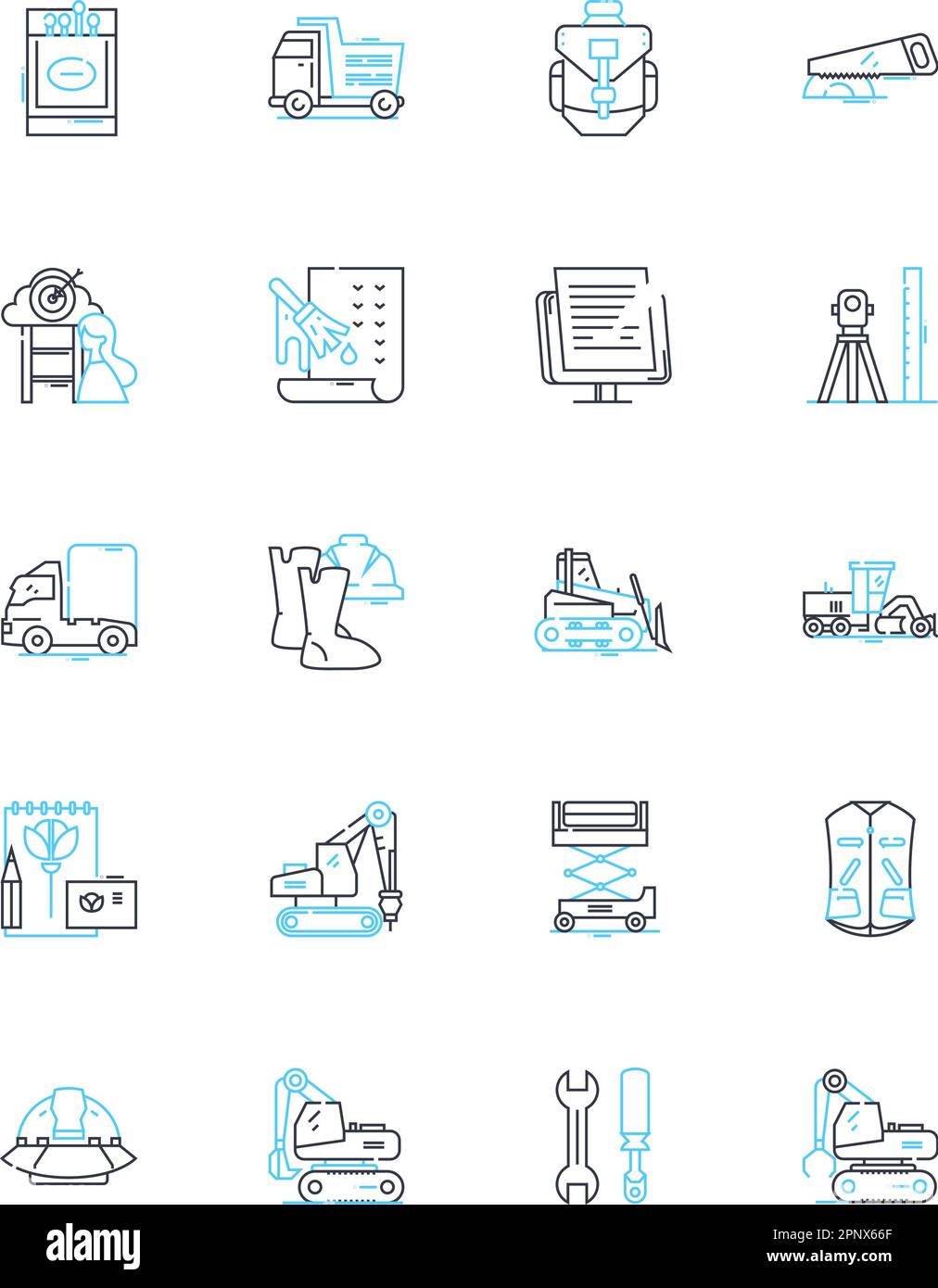 Civic Development – Lineare Symbole gesetzt. Community, Engagement, Aktivismus, Empowerment, Beteiligung, Demokratie, Führungslinie, Vektor- und Konzeptzeichen Stock Vektor