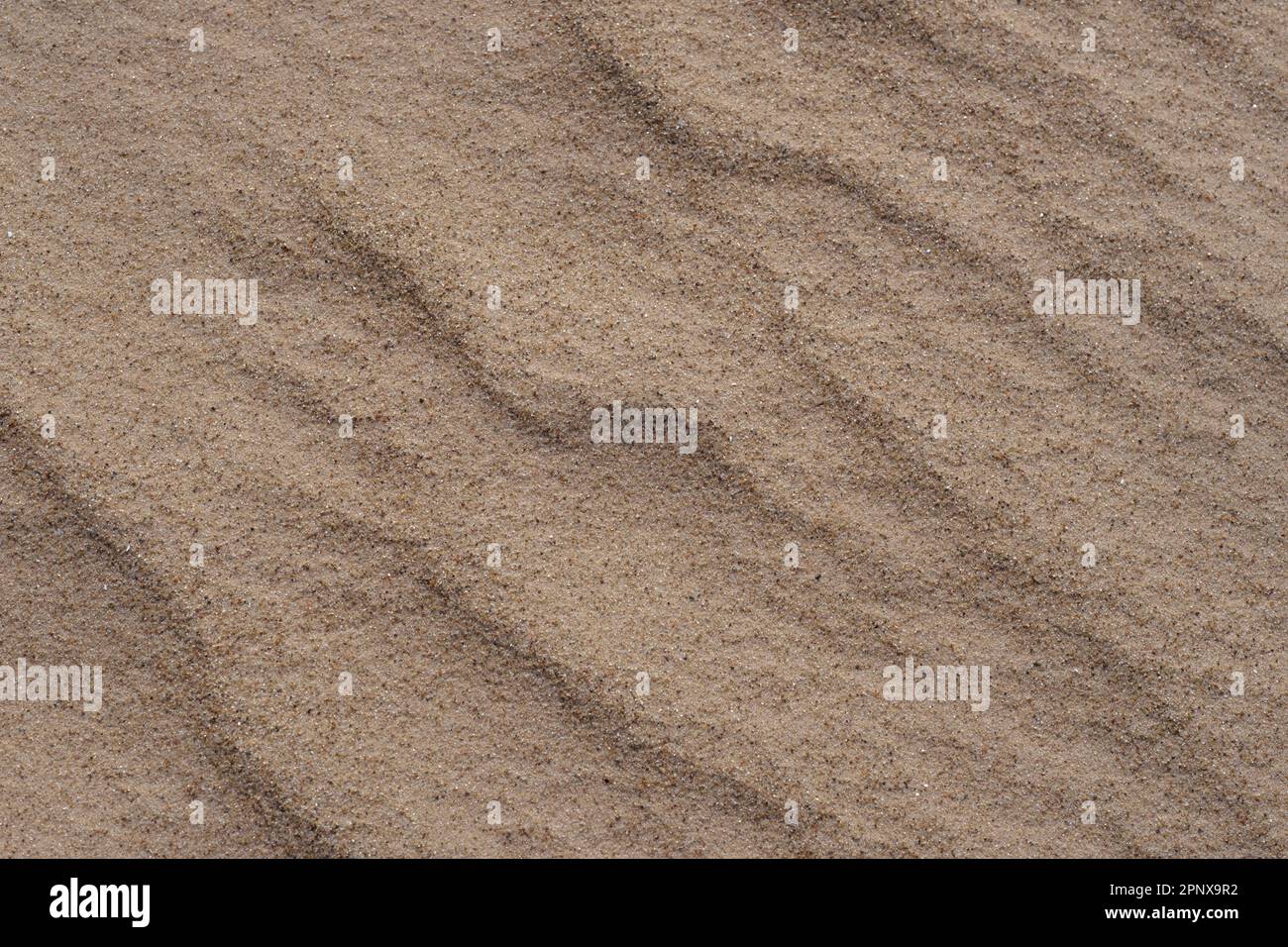 Unberührte Sandschmuck am Strand, sandiger Naturhintergrund Stockfoto