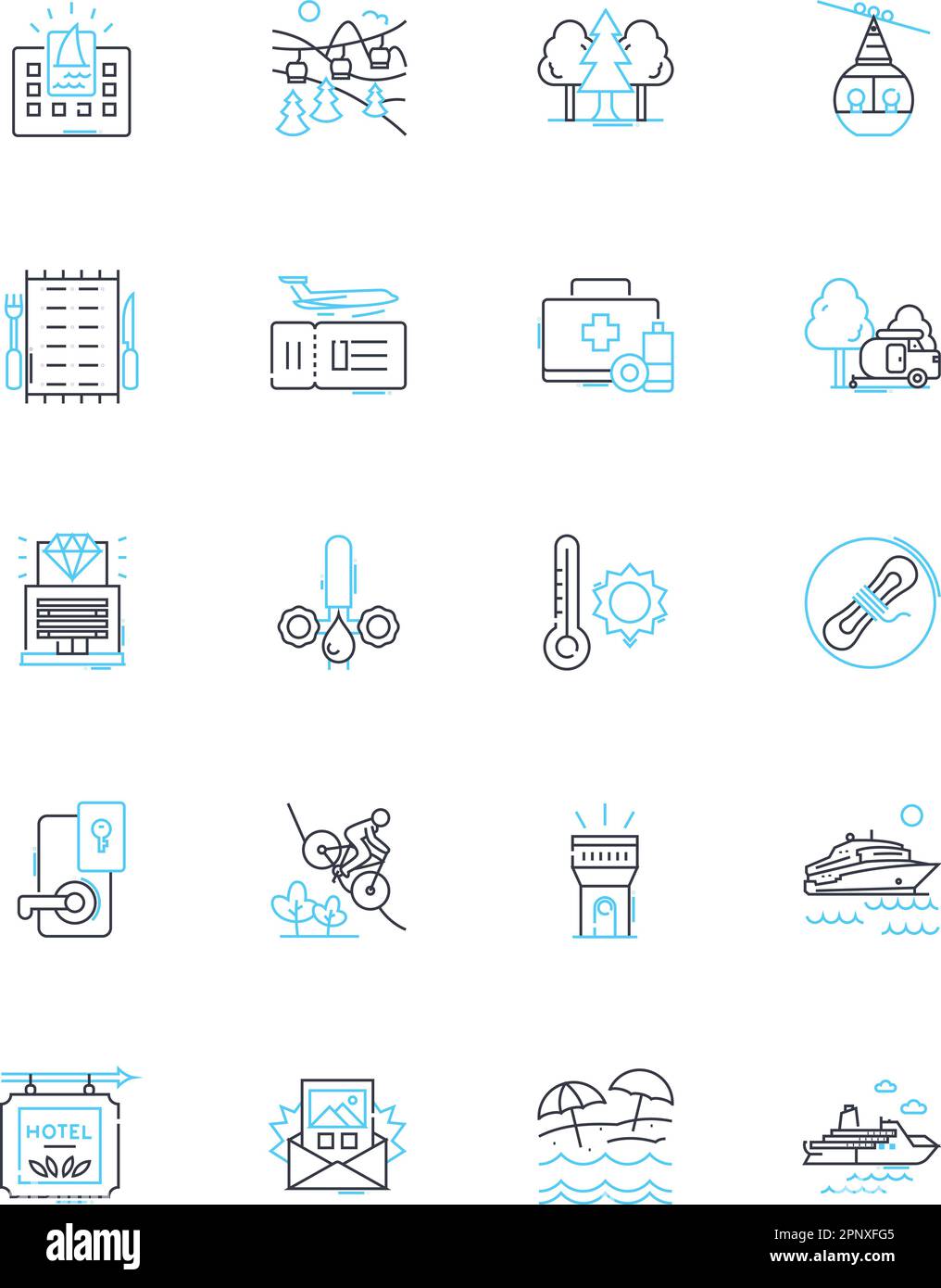 Lineare Symbolgruppe für Beschäftigungswege. Karriere, Job, Lebenslauf, Bewerbungsgespräch, Nerking, Werbe-, Beförderungslinien- und Konzeptzeichen. Möglichkeiten Stock Vektor