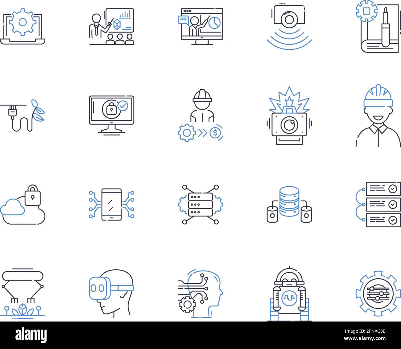 Symbolsammlung für E-Commerce-Geschäftsbereiche. Online, Shopping, Einzelhandel, Verbraucher, Marketplace, Vertrieb, digitaler Vektor und lineare Darstellung. Marktplatz Stock Vektor