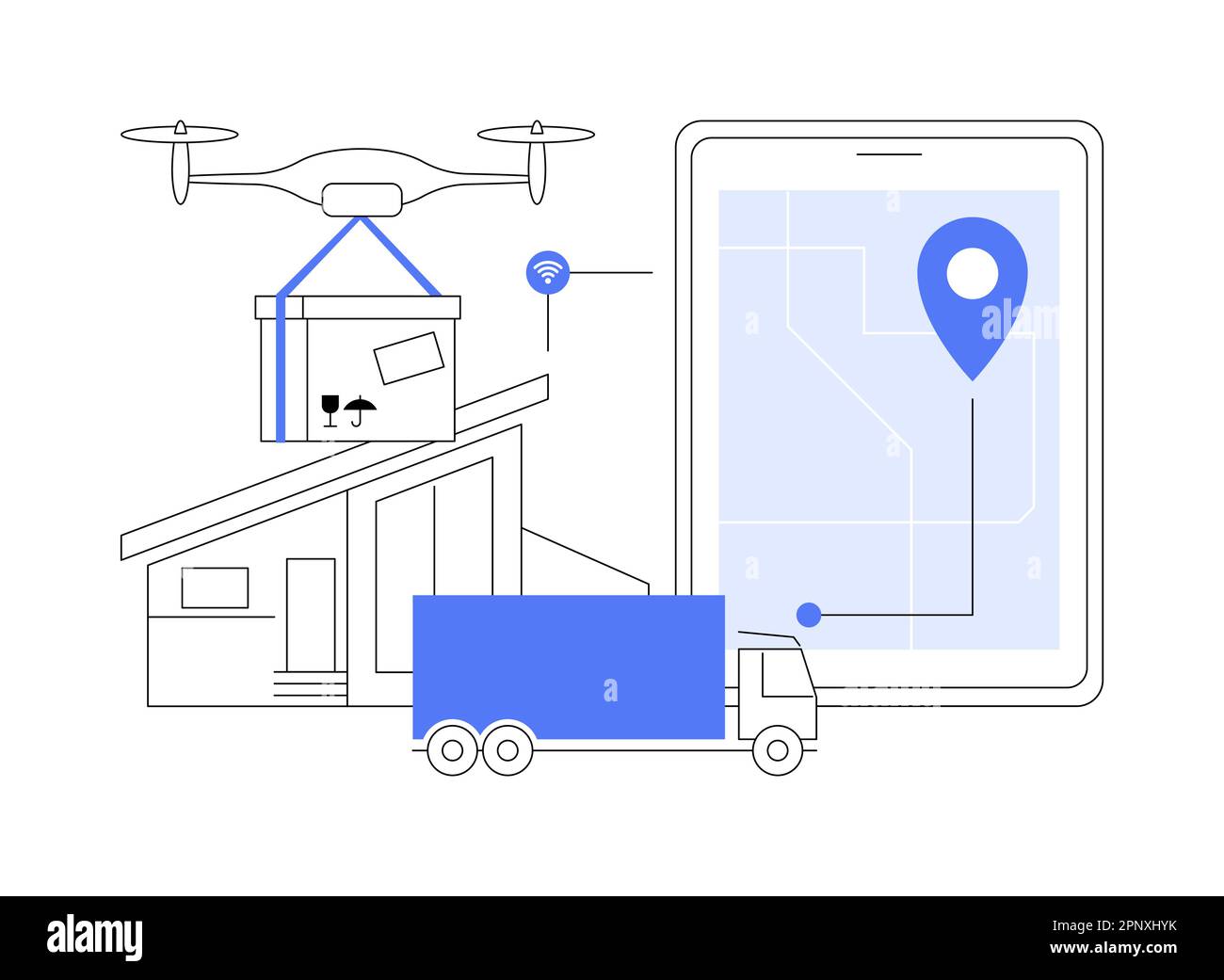Autonome Lieferung abstrakte Konzept Vektor Illustration. Stock Vektor