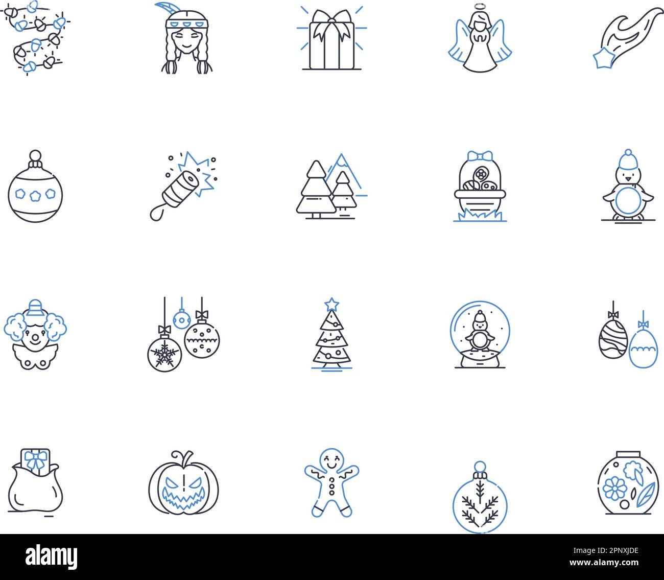 Celebrations Line Icons Kollektion. Festlichkeit, Jubel, Freude, Gedenken, Festoon, Heiterkeit, Anfeuerungsvektor und lineare Illustration. Fröhlich Stock Vektor