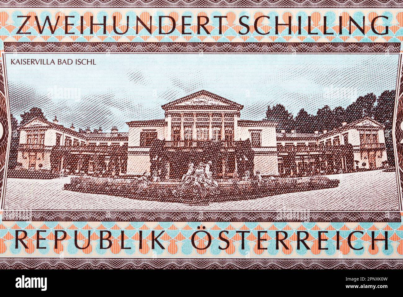 Die Kaiservilla in Bad Ischl aus österreichischem Geld - Schilling Stockfoto
